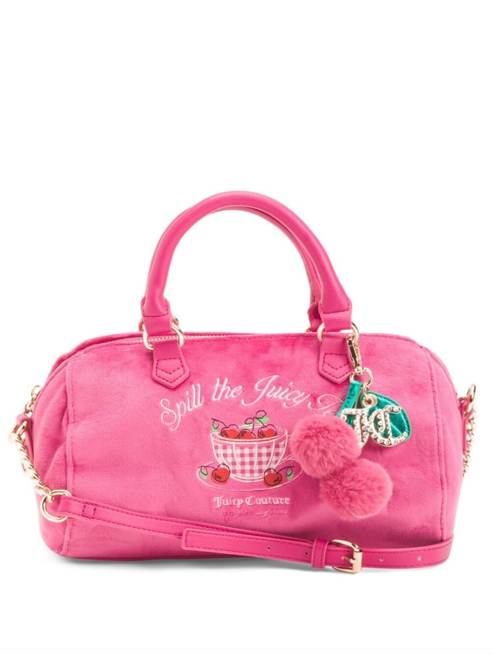 NEW Juicy Couture Velour Sweet Tea Party Raspberry Satchel